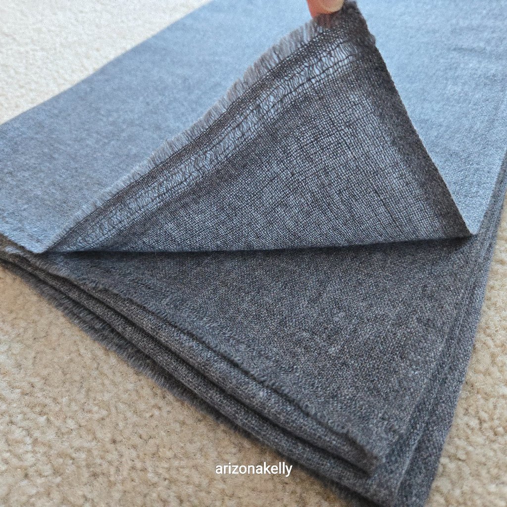 Nwot Woven Cashmere Scarf With Open Weave Detail At Ends Dark Grey Graphite